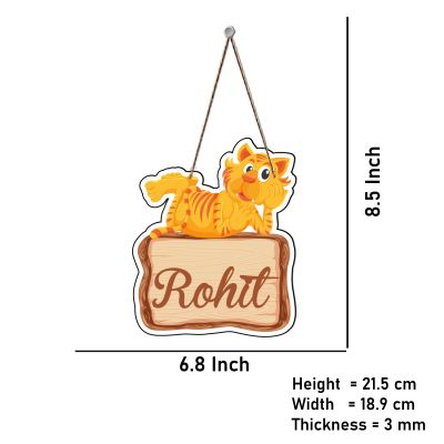 Tiger Cute Animal Wooden Wall Hanging Customized With Name Kids Room, Living Room, Home Decor Birthday Gift For Kids